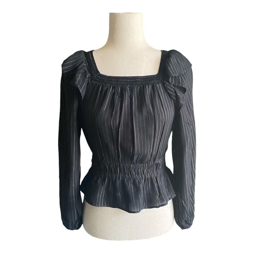 UNIVERSAL THREAD-BLACK WITH GOLD BLOUSE-SIZE XS